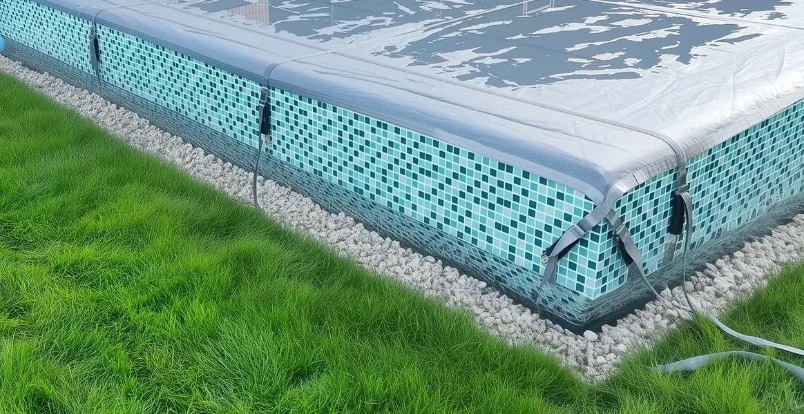 Покрывало для бассейна под снегом — защита зимой в Озерске